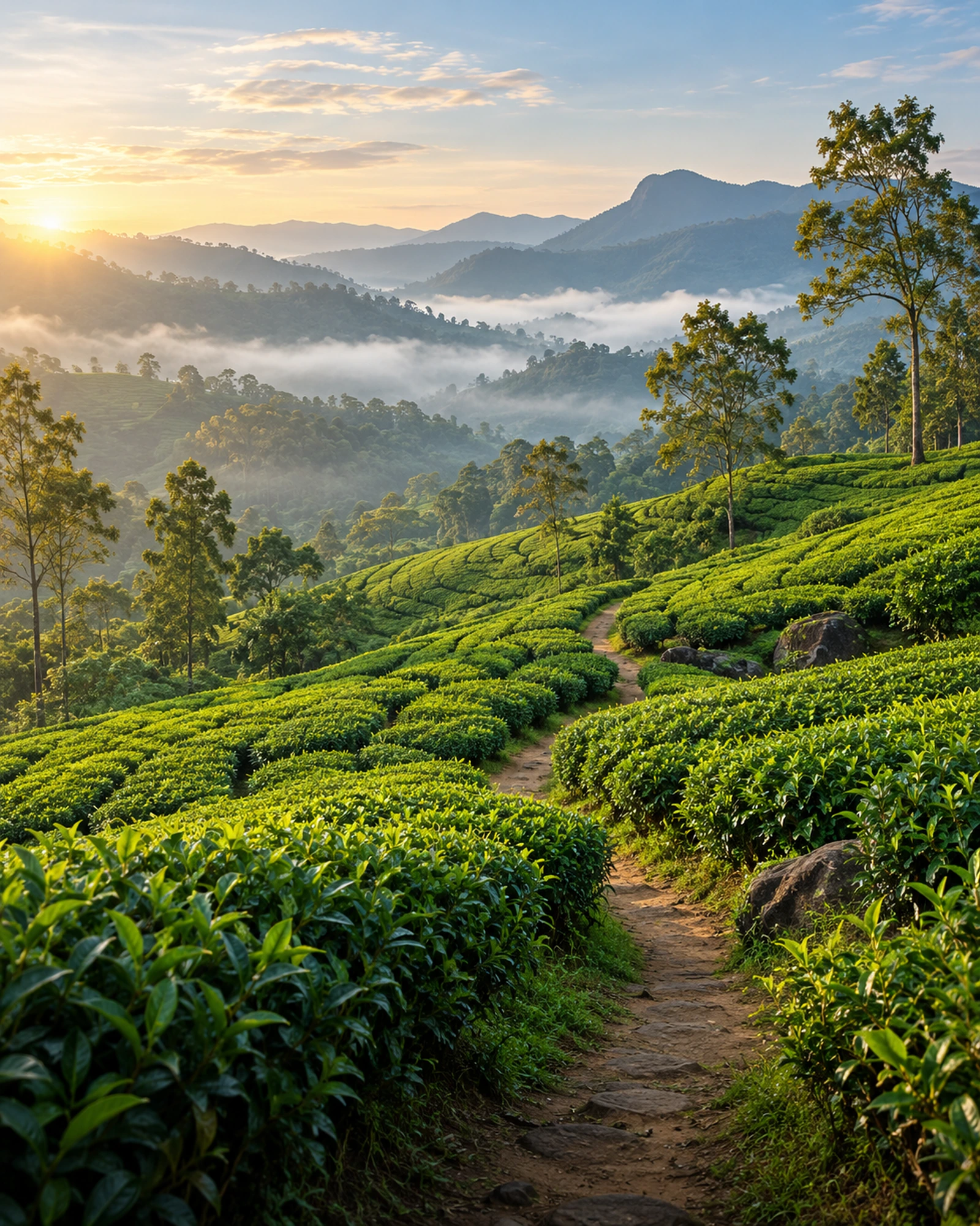 Tea plantations in the misty hills of Haputale, Sri Lanka